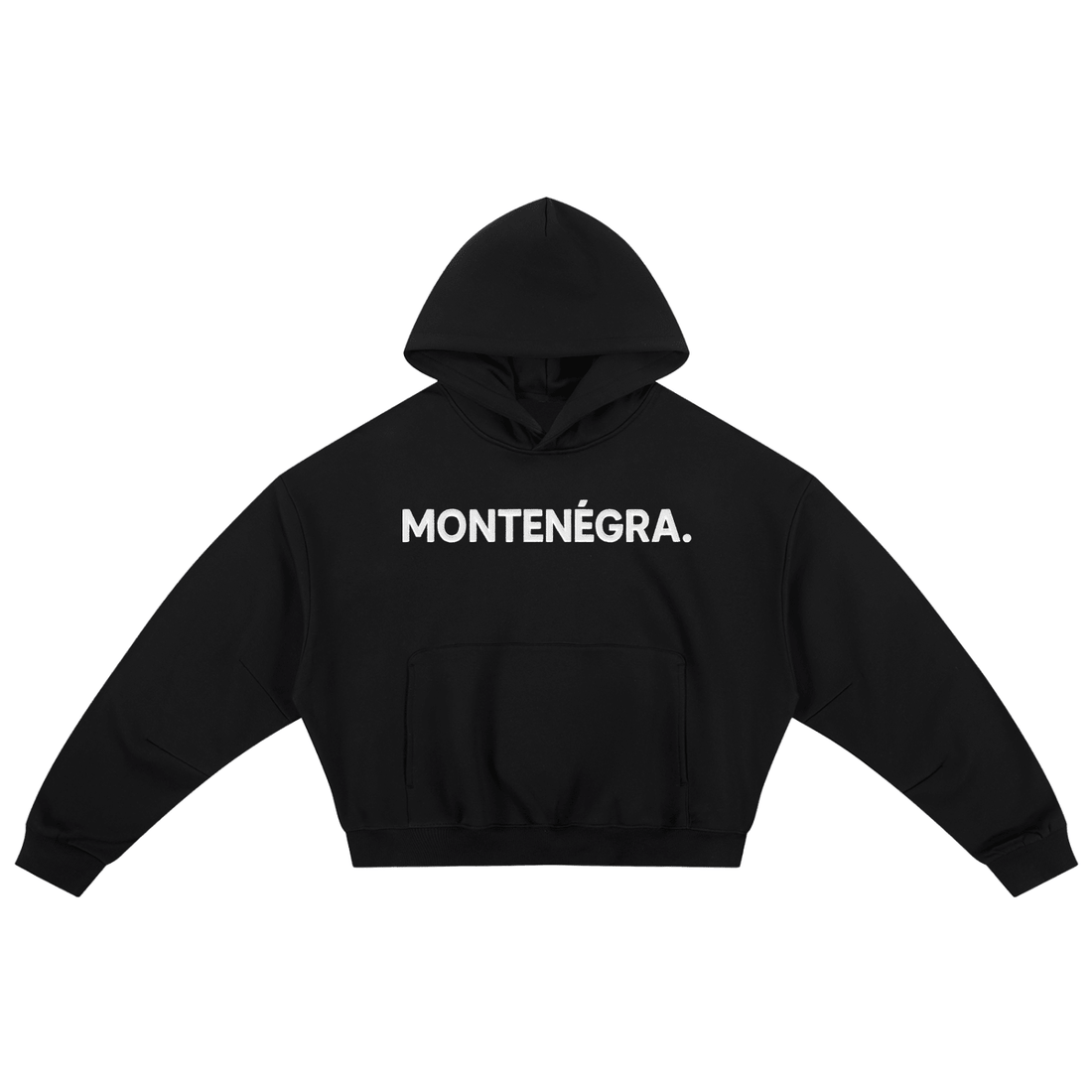 Montenégra Essential Boxy Darted Sleeve Hoodie - Premium Black and White