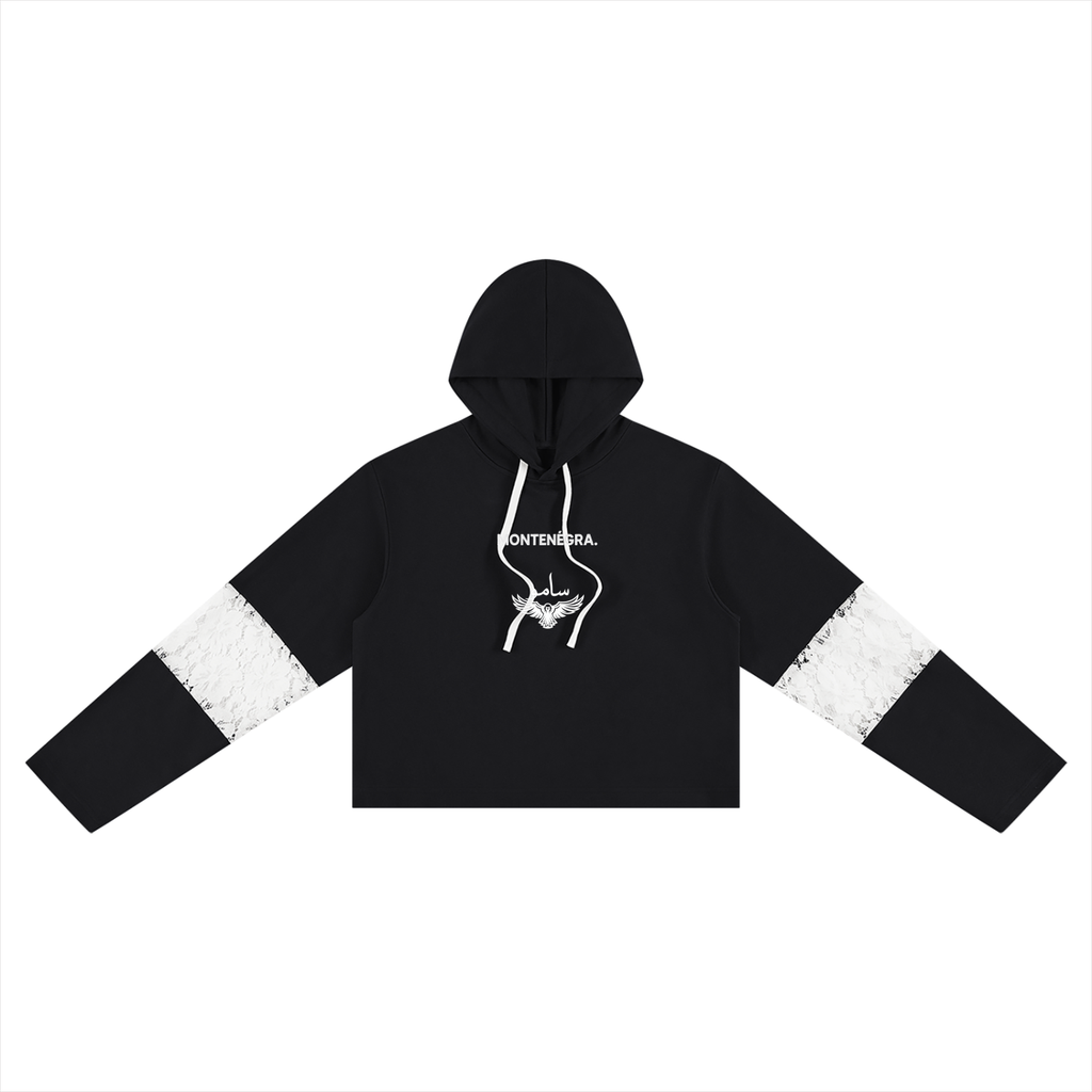 hoodie,cropped,laced,preppy,long,sleeve,women,regular,loose