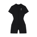 bodysuit,Romper,quarter,zip,short,sleeve
