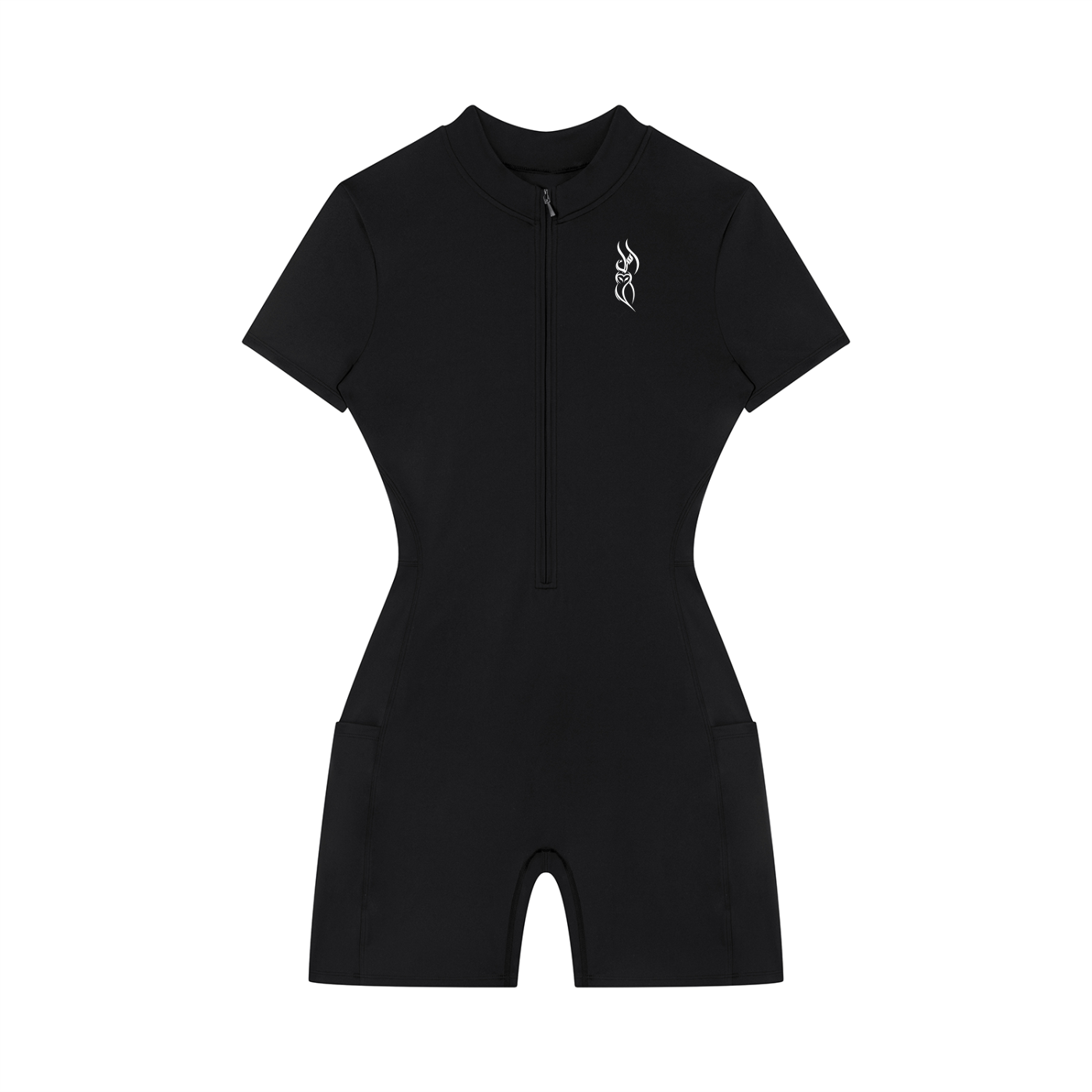 bodysuit,Romper,quarter,zip,short,sleeve