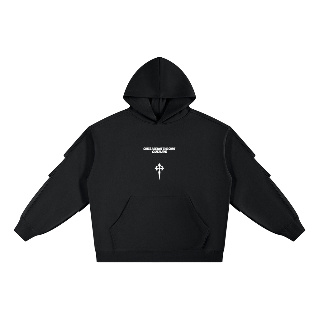 ruched,sleeves,long,hoodie,unisex