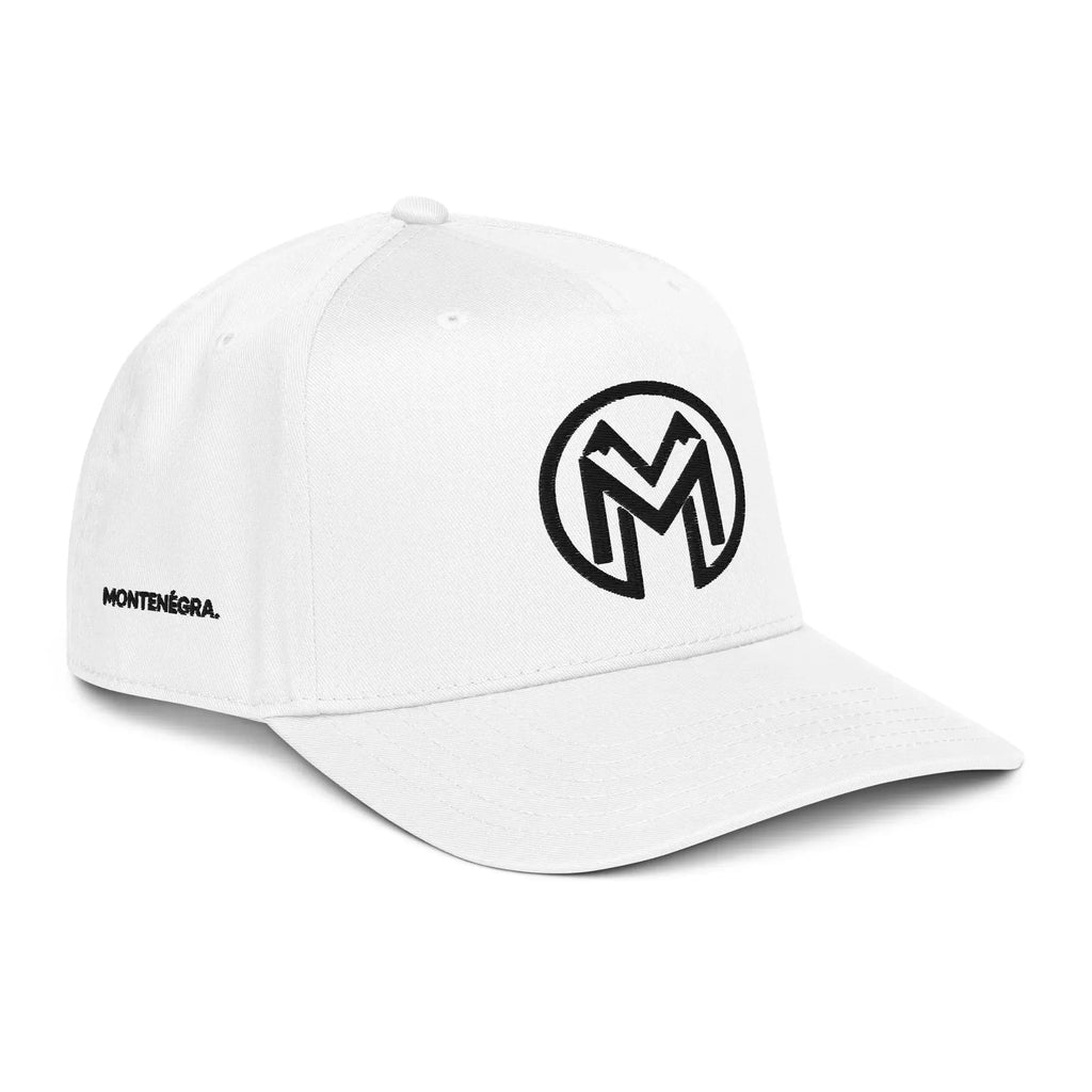 5 panel cap - Silky White and Black - Montenégra