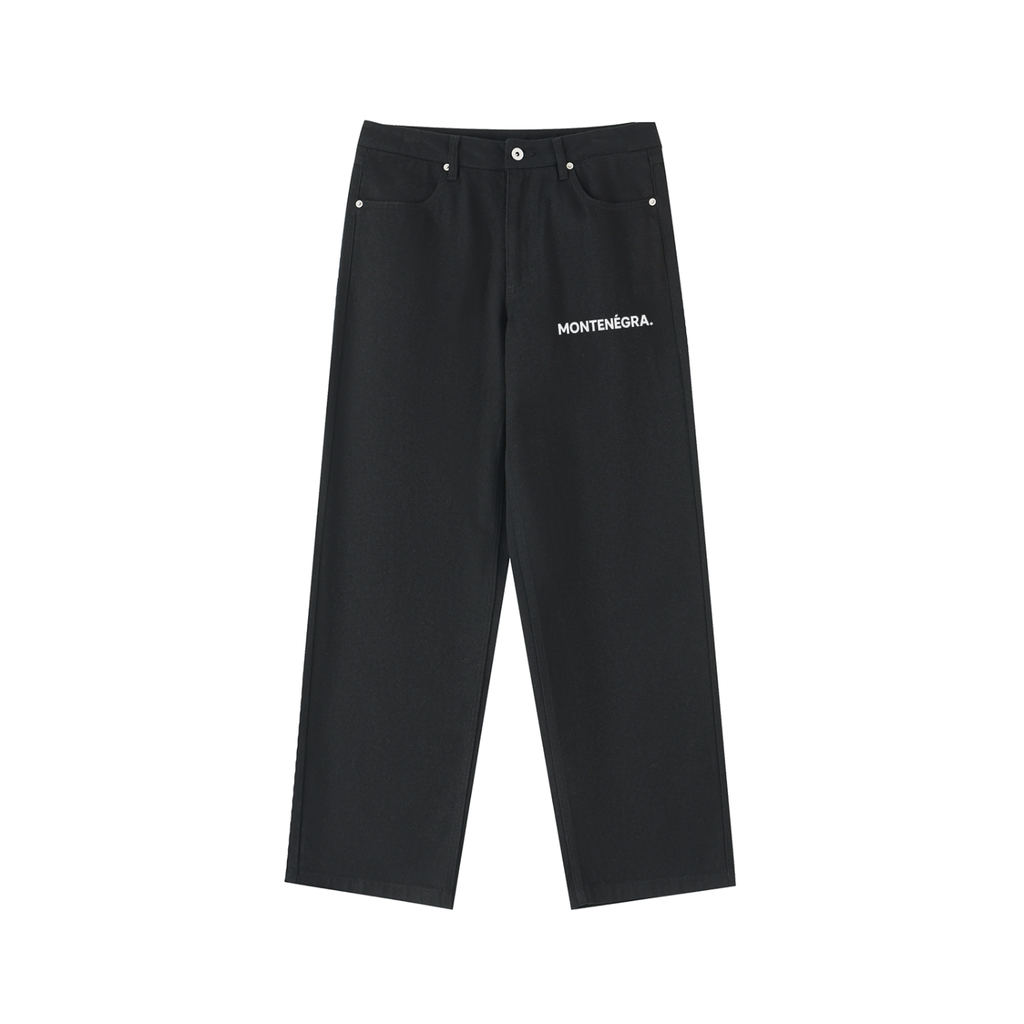 Montenégra Heavyweight Cotton Straight-Leg Pants - Premium Black and White - Montenégra
