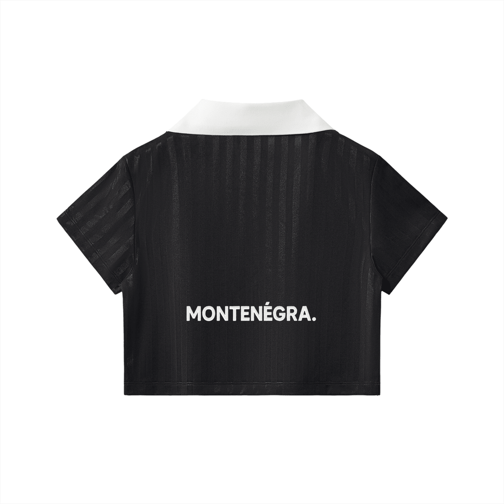 Contrast Collar Striped Cropped Jersey - Montenégra