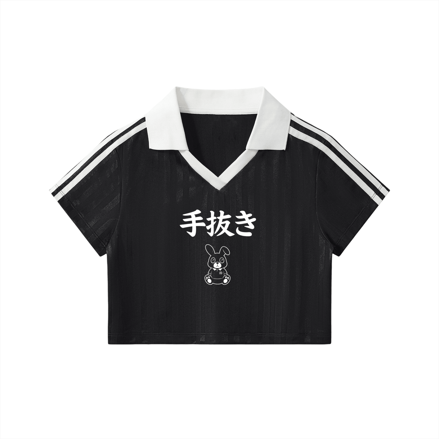Contrast Collar Striped Cropped Jersey - Montenégra