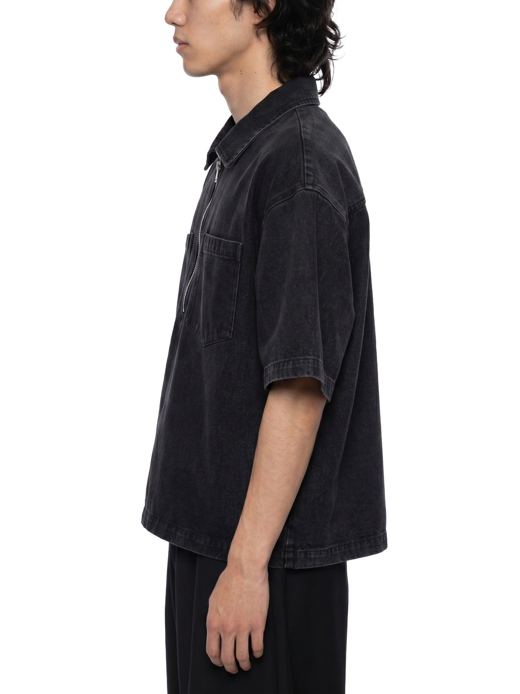 zip,denim,boxy,shirt,top,zipper