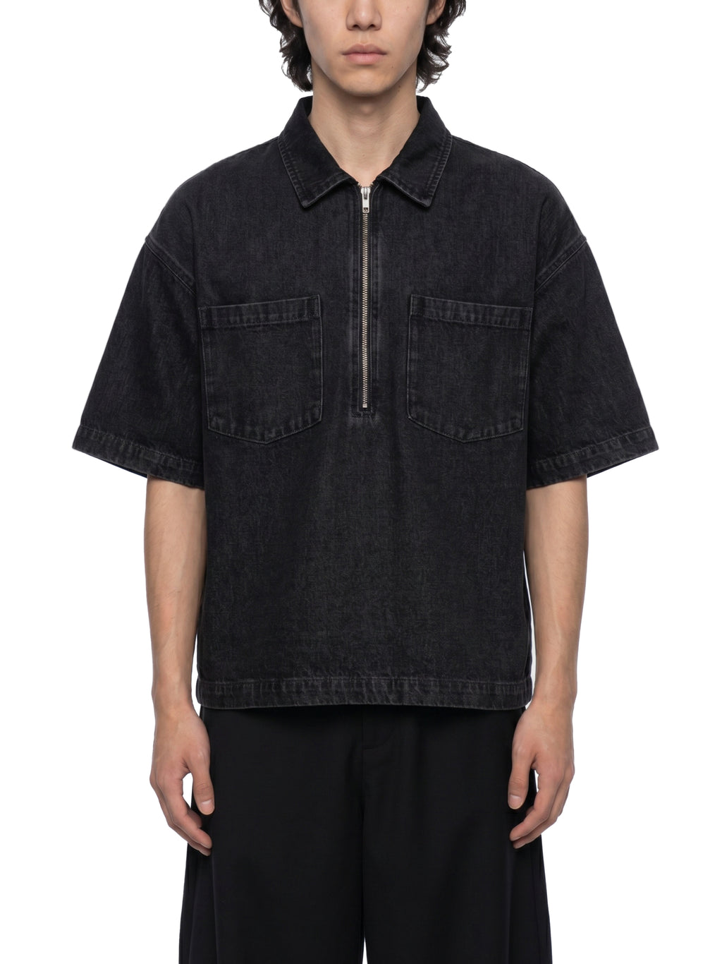 zip,denim,boxy,shirt,top,zipper