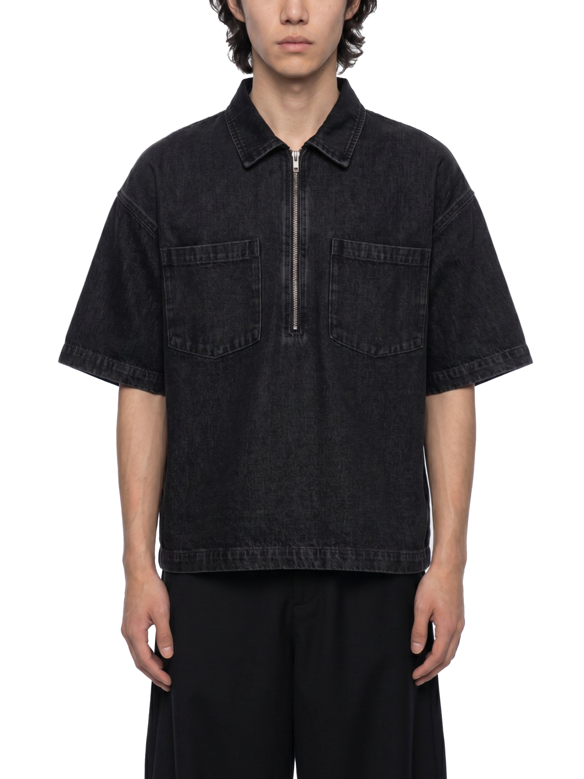 zip,denim,boxy,shirt,top,zipper
