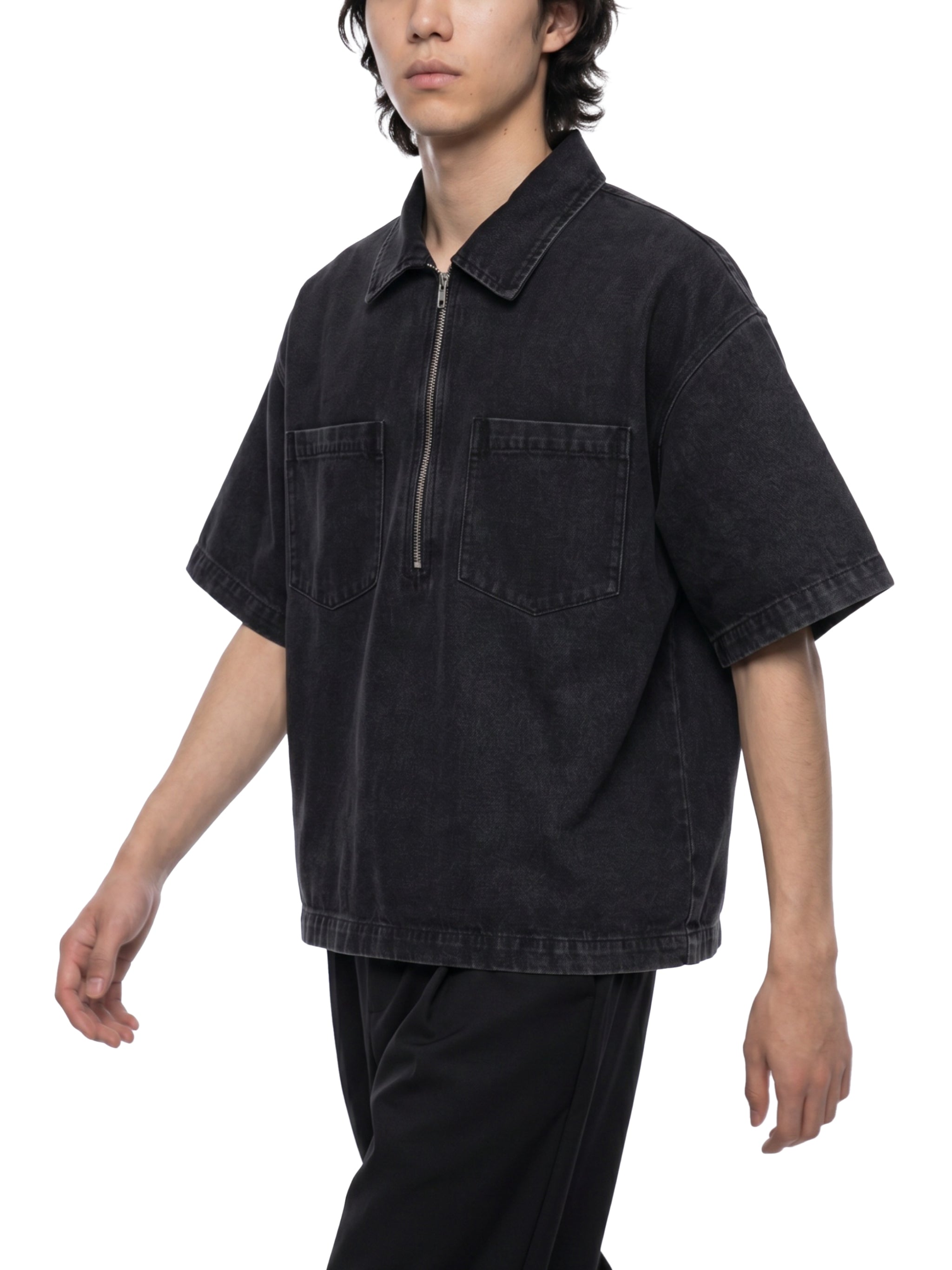 zip,denim,boxy,shirt,top,zipper