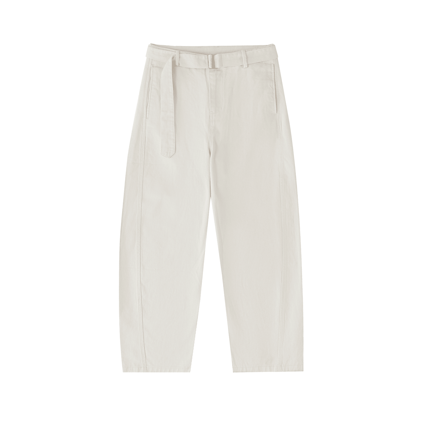 Montenégra Belted Barrel - leg Chino Pants - Silky White and Black - Montenégra