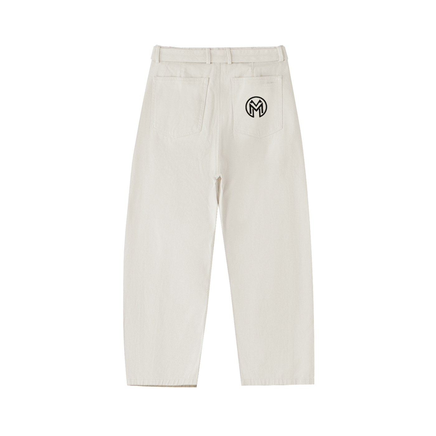 Montenégra Belted Barrel - leg Chino Pants - Silky White and Black - Montenégra