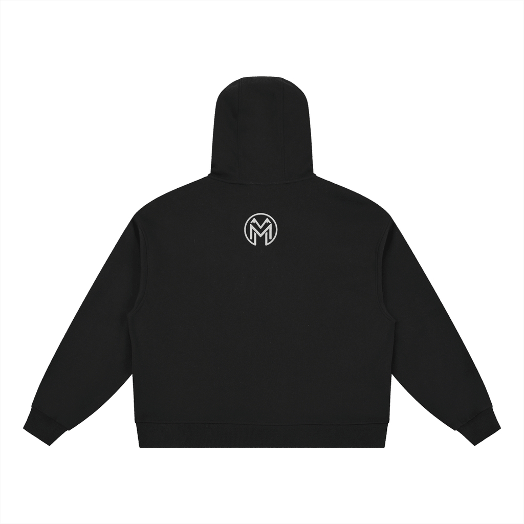Montenégra Boxy Button Placket Hoodie - Premium Black and White - Montenégra