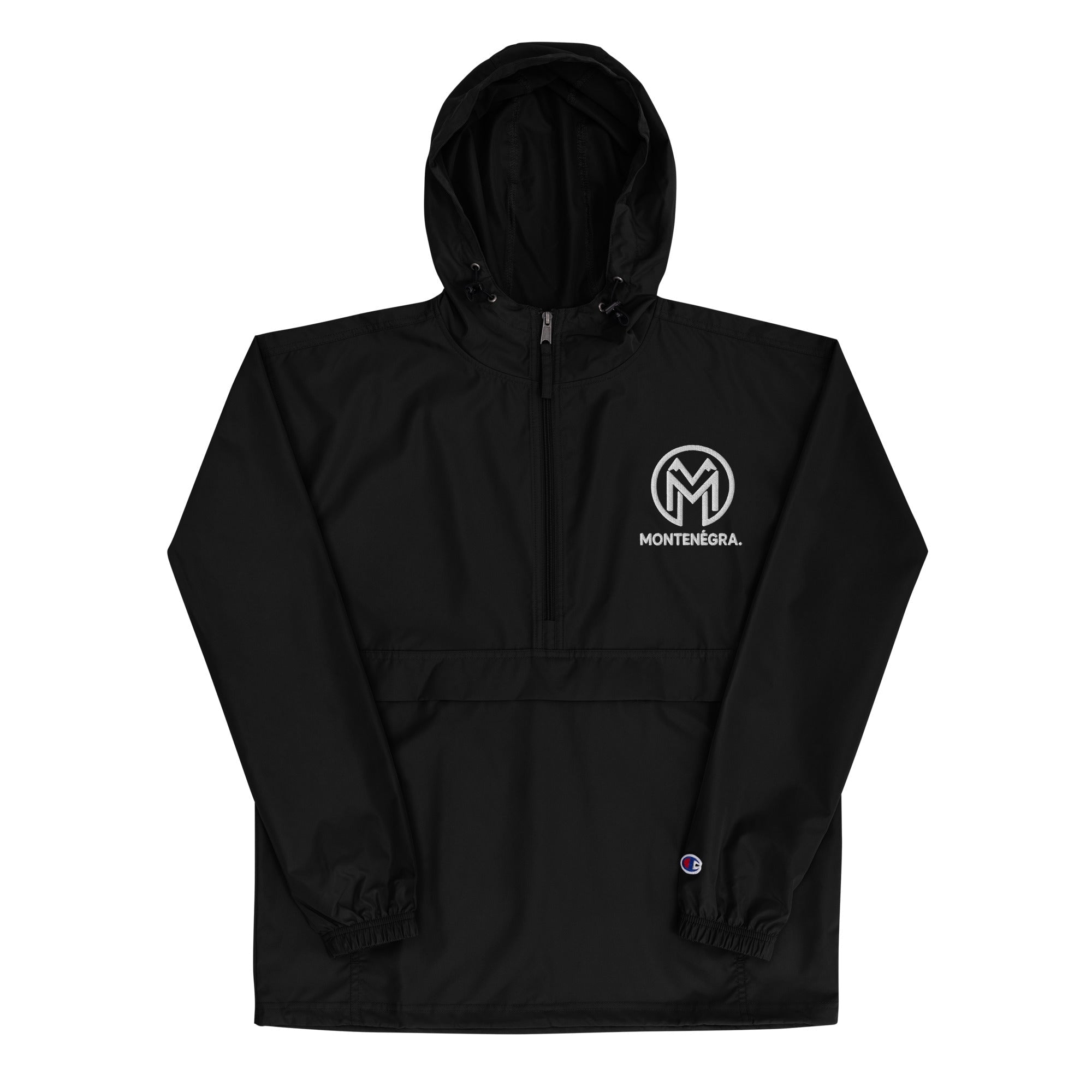 Montenégra Embroidered Champion packable Jacket - Premium Black and White - Montenégra