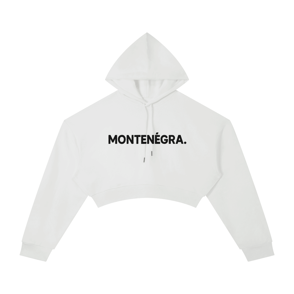 Montenégra Essential Cropped Hoodie - Silky White and Black - Montenégra
