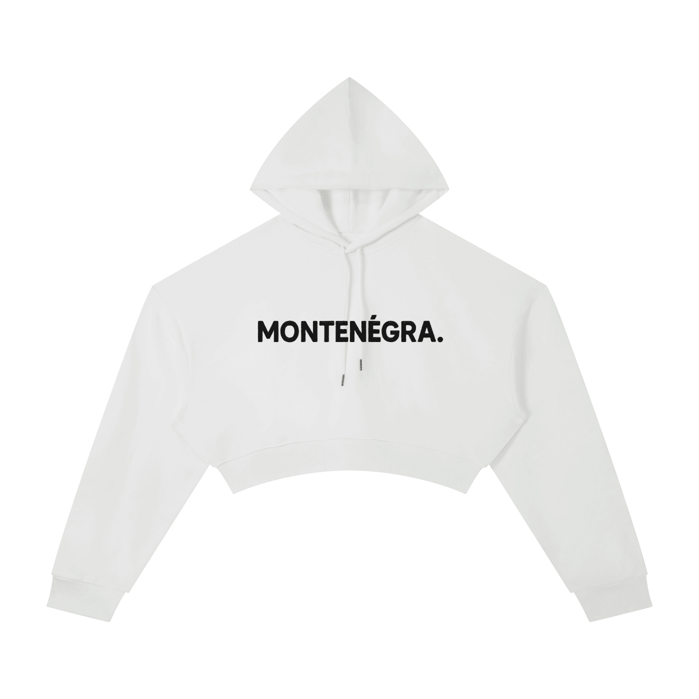 Montenégra Essential Cropped Hoodie - Silky White and Black - Montenégra