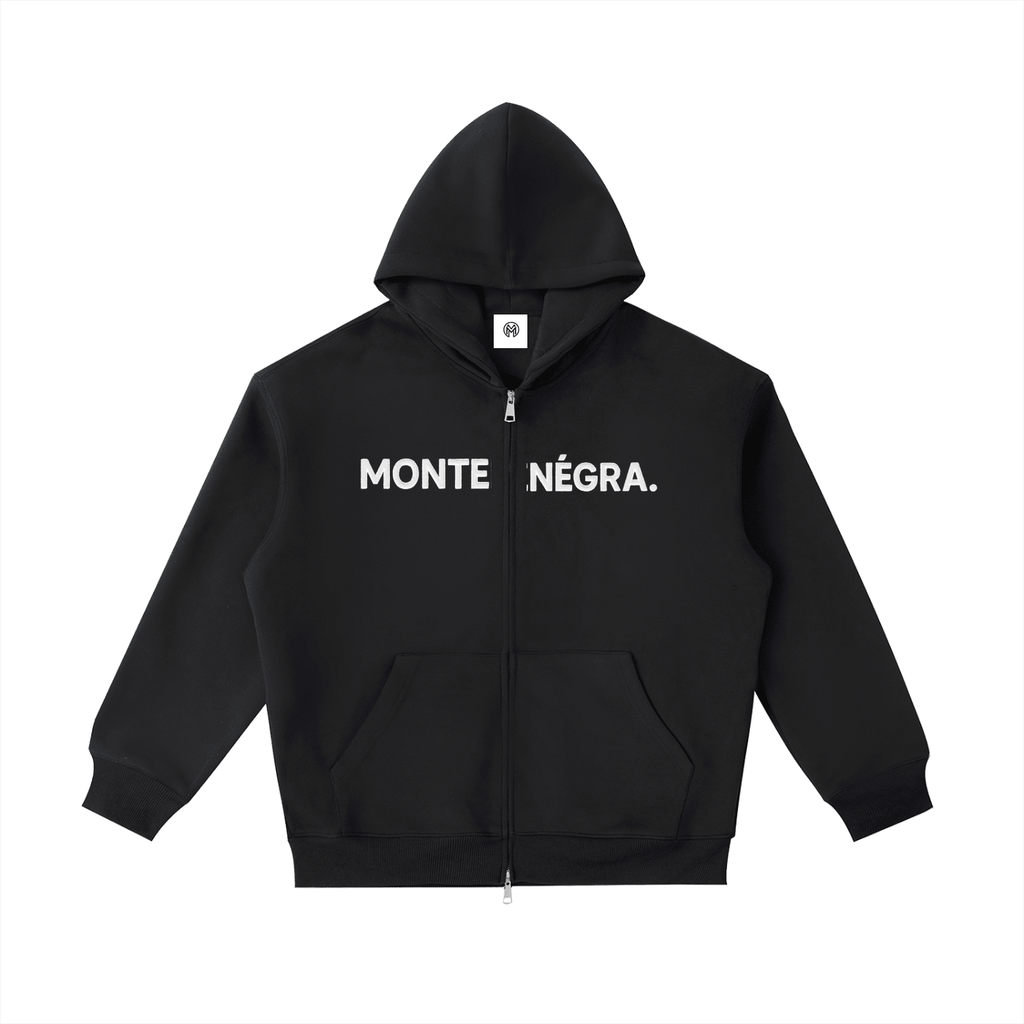 Montenégra Essential Heavyweight Pocket Hoodie - Premium Black and White - Montenégra