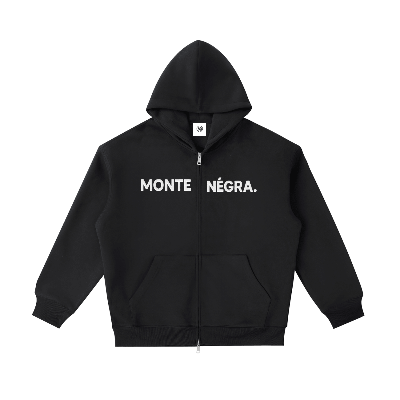 Montenégra Essential Heavyweight Pocket Hoodie - Premium Black and White - Montenégra