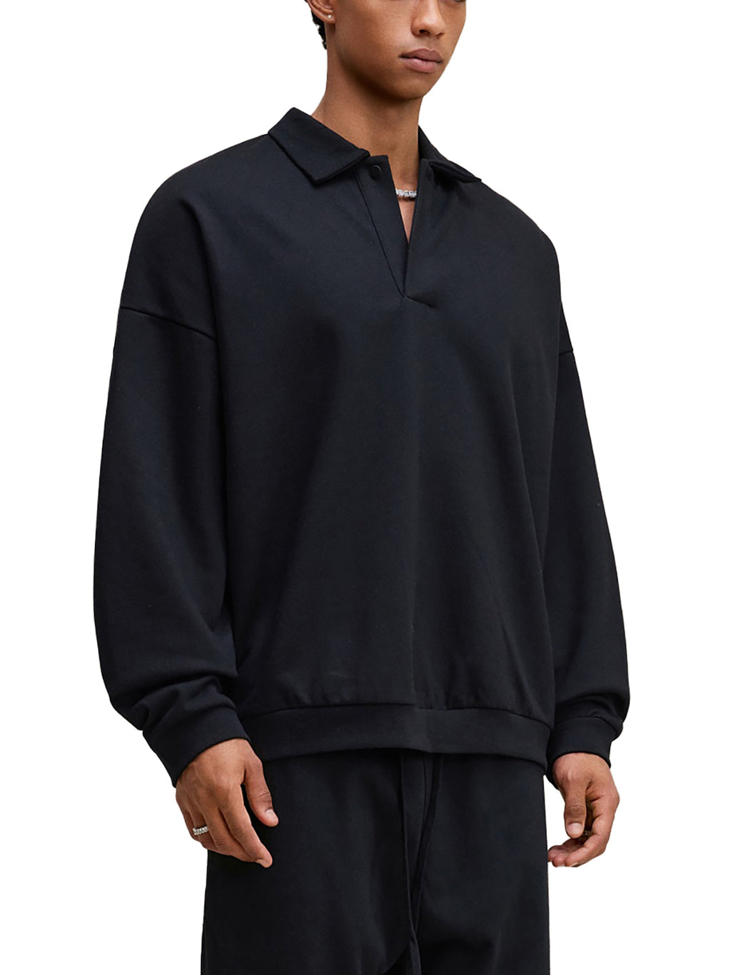 Montenégra Heavyweight Fleece Polo Sweatshirt - Premium Black - Montenégra