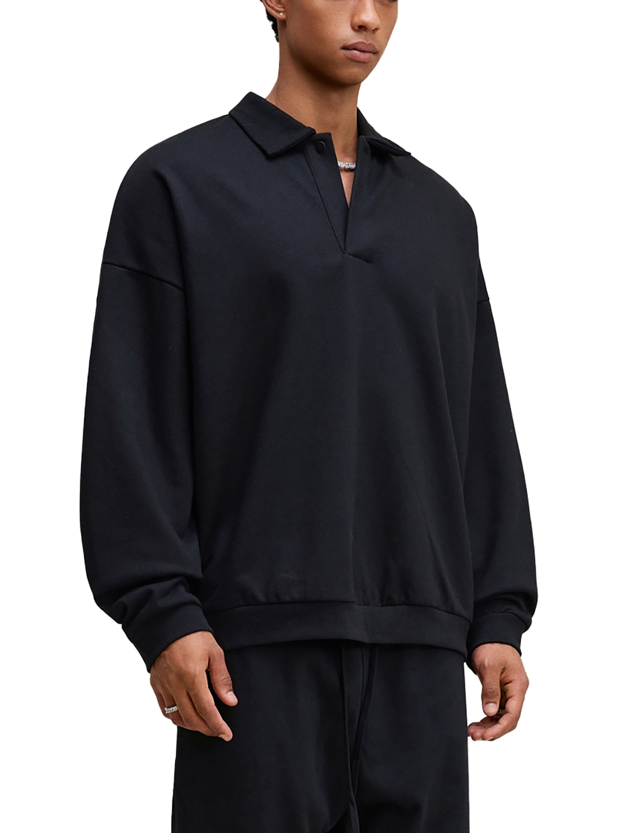 Montenégra Heavyweight Fleece Polo Sweatshirt - Premium Black - Montenégra