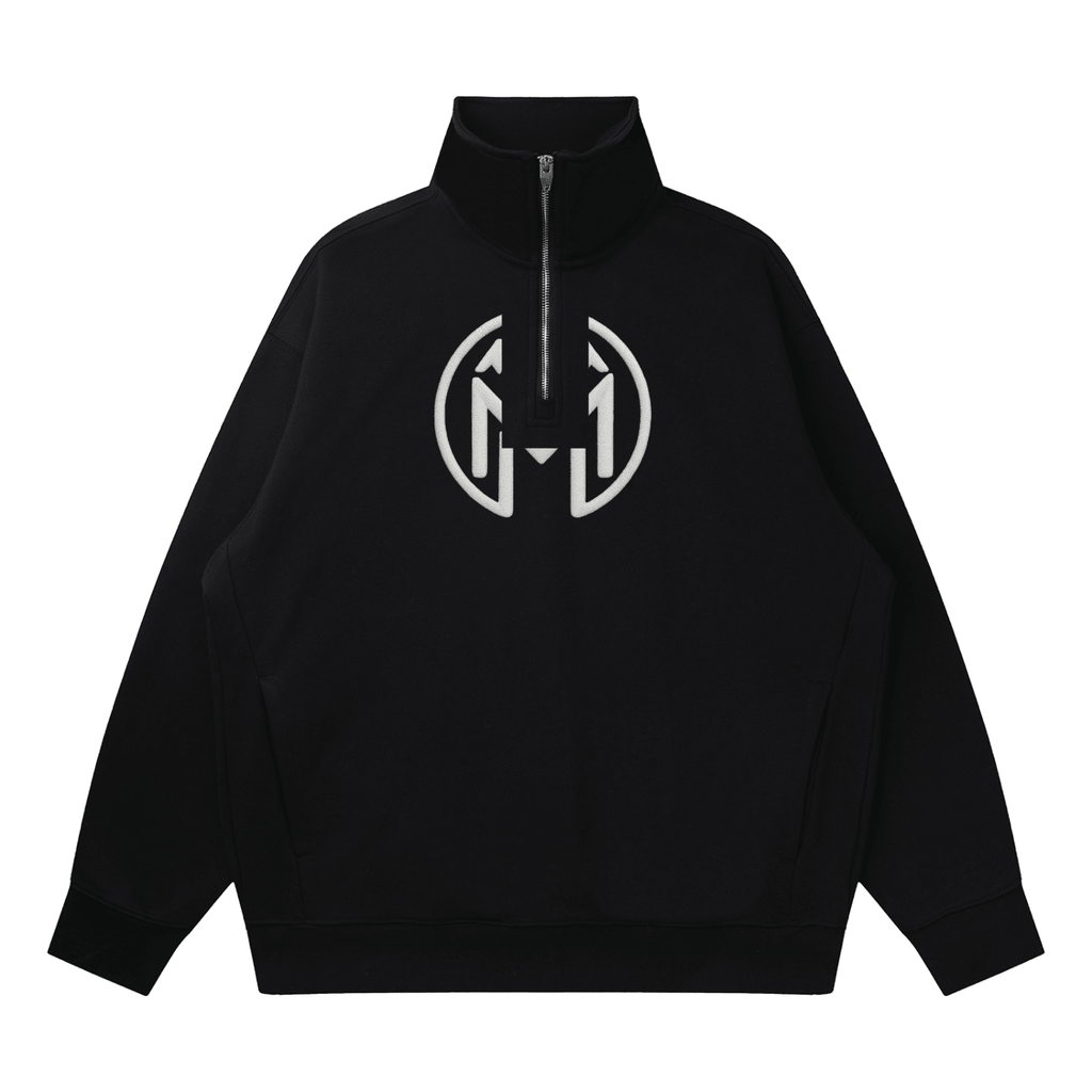 Montenégra Quarter - Zip Drop Shoulder Sweatshirt - Premium Black and white - Montenégra