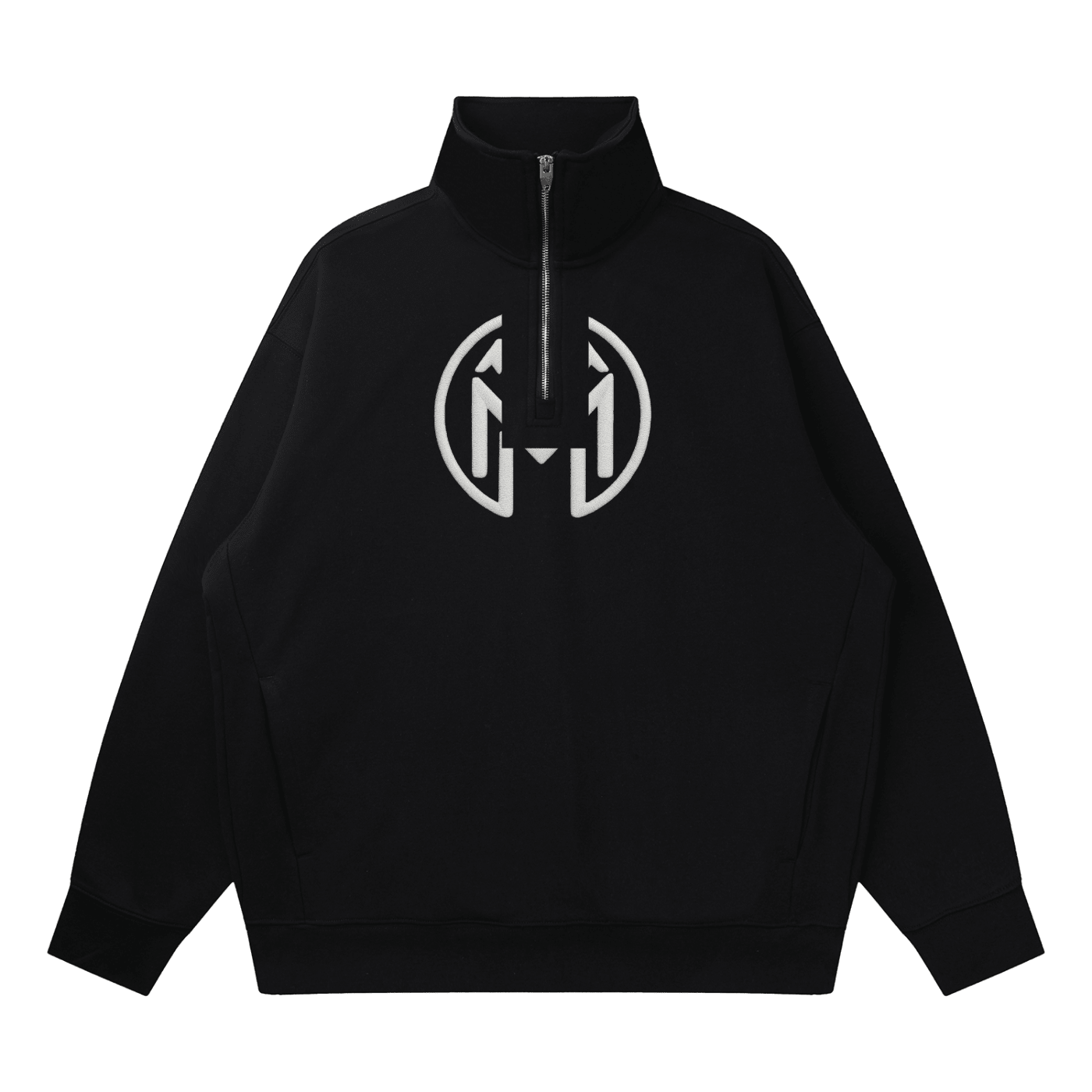 Montenégra Quarter - Zip Drop Shoulder Sweatshirt - Premium Black and white - Montenégra