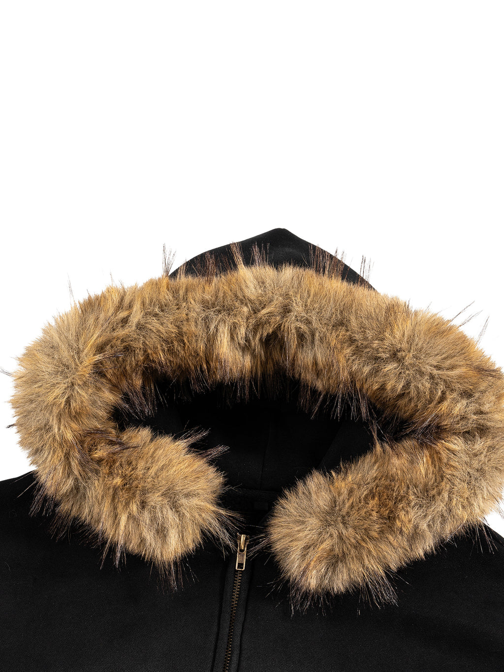 Montenégra Sun Fade Boxy Detachable Fur Hoodie - Premium Black. - Montenégra