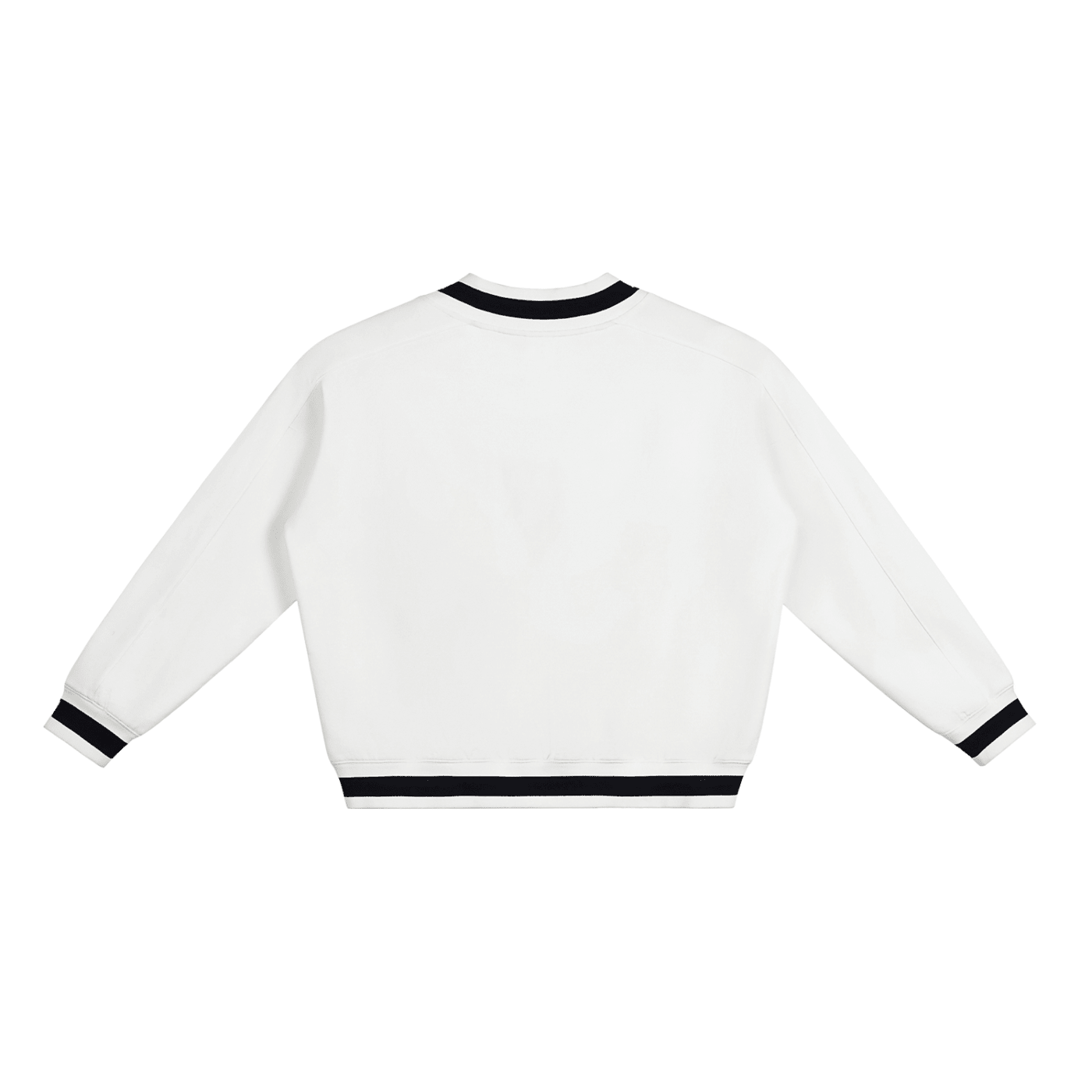 Montenégra V - Neck Contrast Collar Boxy Sweatshirt - Silky White and Black - Montenégra