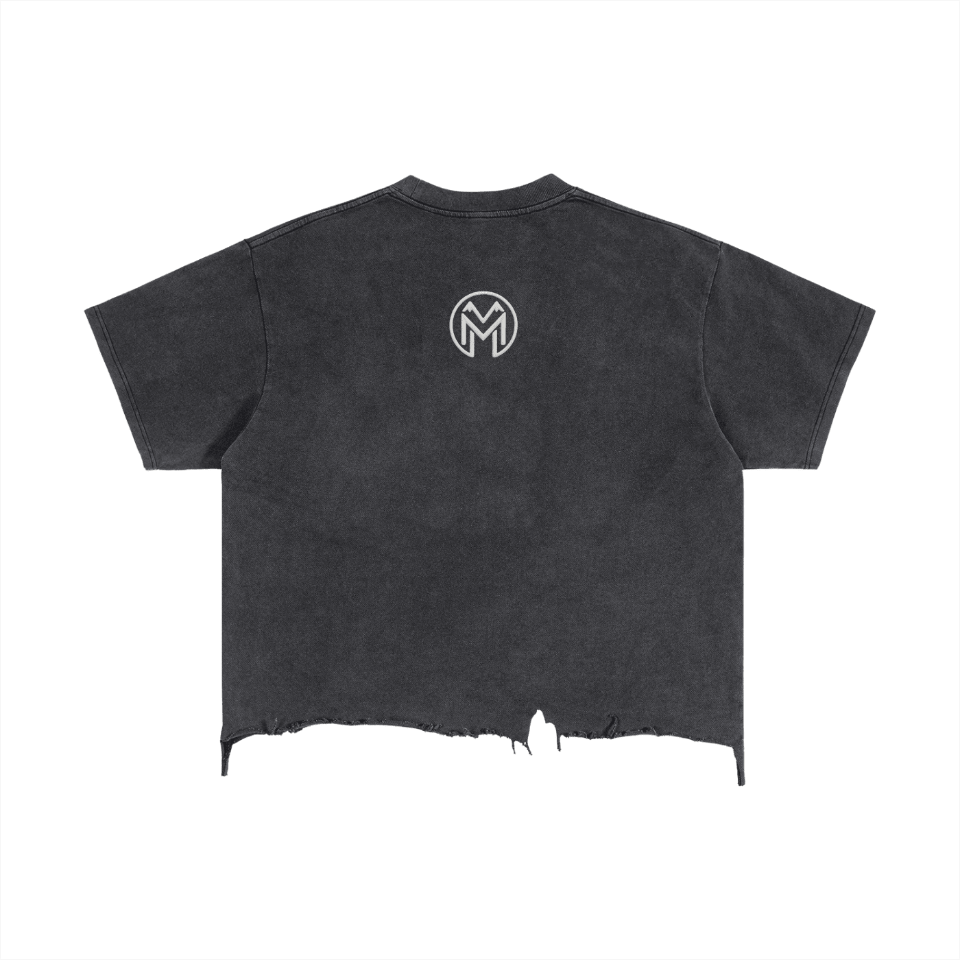 Montenégra Vintage Wash Boxy Distressed Hem T-Shirt - Washed Black and White - Montenégra