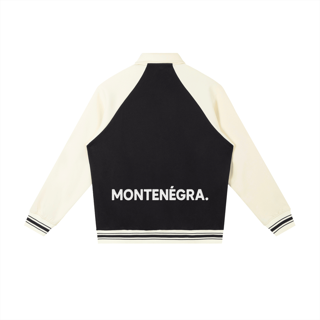 Montenégra X Raglan Sleeve Baseball Jacket - Premium Black and White - Montenégra